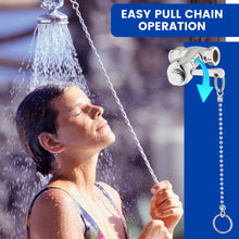 Load image into Gallery viewer, Self-Closing Shower Valve with Pull Chain, Chrome, Indoor or Outdoor Use
