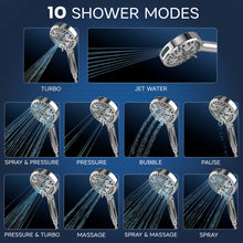 Load image into Gallery viewer, All Metal Tub Spout with Diverter, 10 Settings Hand held Shower, Switch, Bathtub Faucet with Sprayer Chrome
