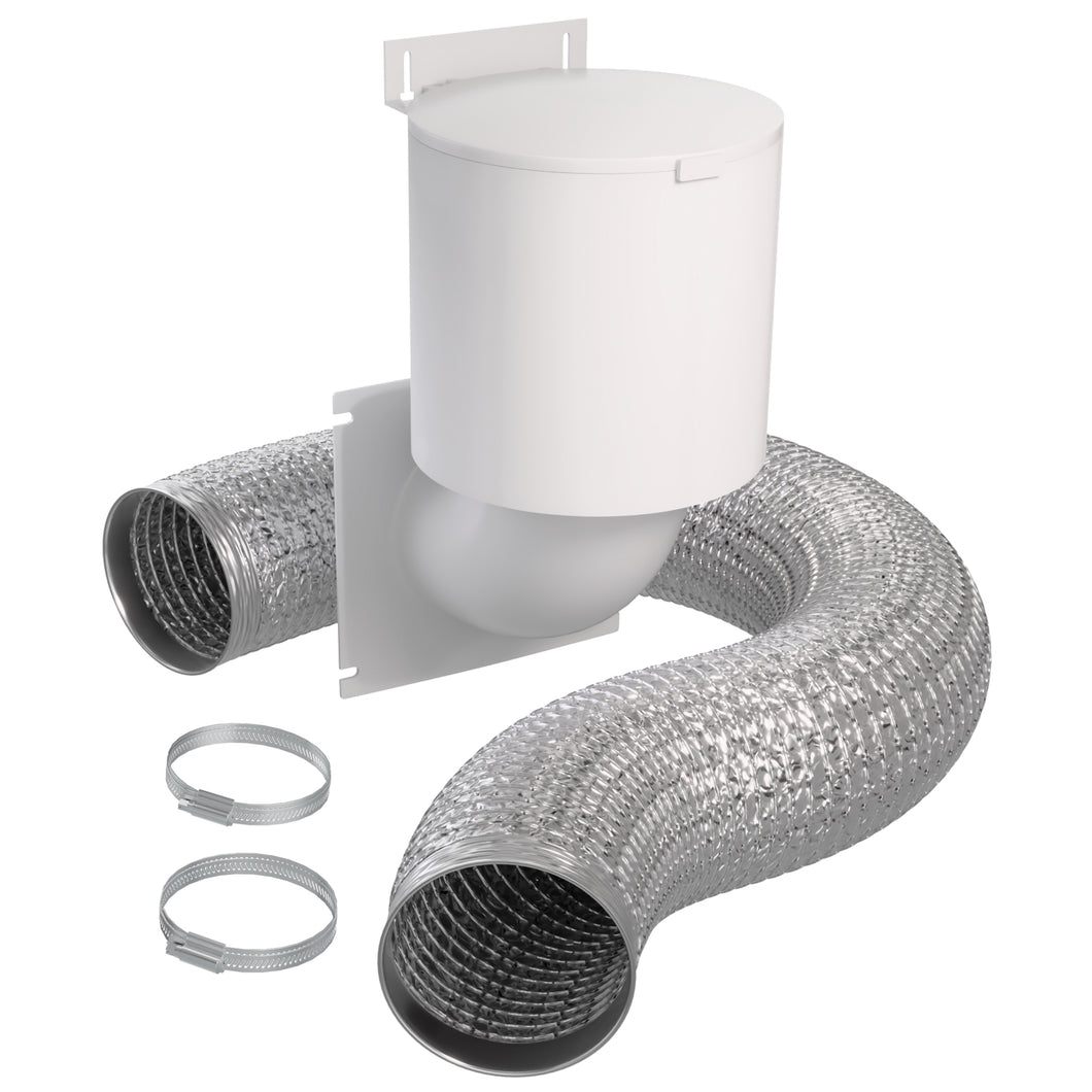 Dryer Vent Cover Kit – 4-Inch (White), UV-Resistant with Hose & Clamps