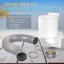 Load image into Gallery viewer, Dryer Vent Cover Kit – 4-Inch (White), UV-Resistant with Hose &amp; Clamps

